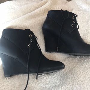 Black Wedge Booties